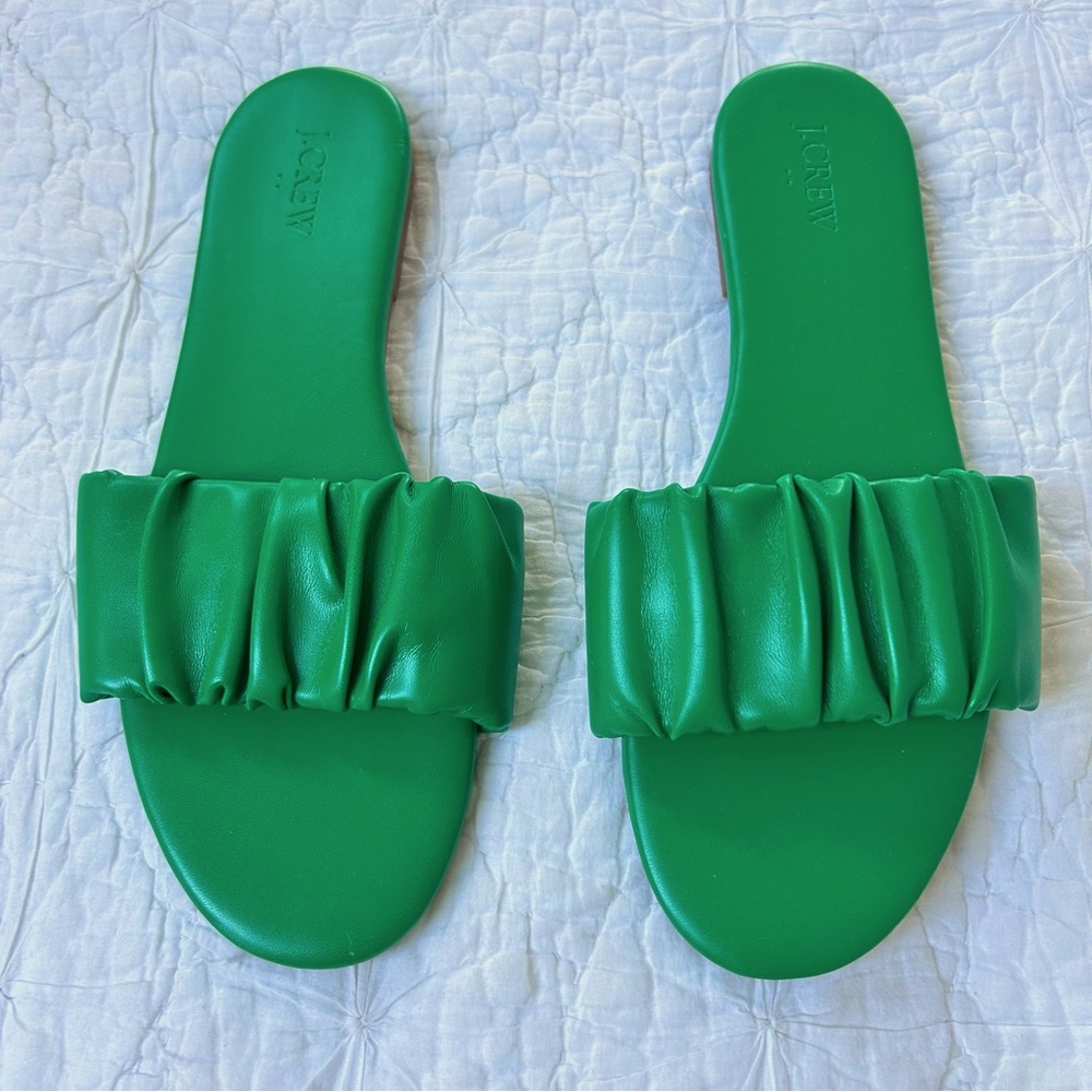 J. Crew Emerald Green One Strap Slide Sandals - BNWOT - Size 10